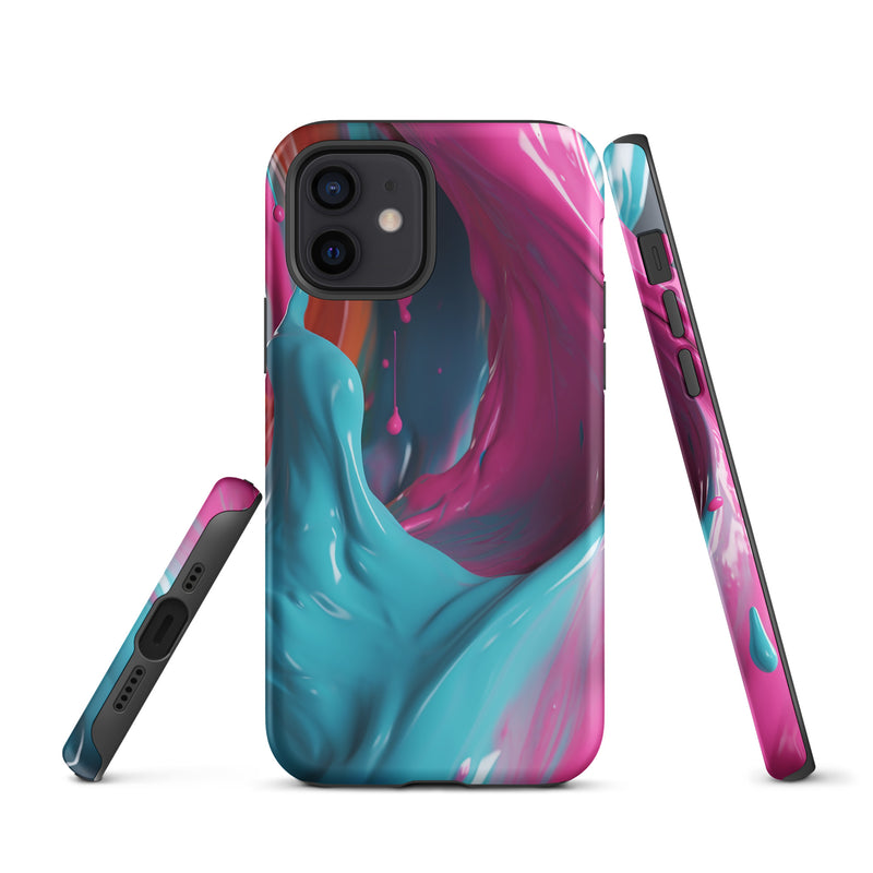 Load image into Gallery viewer, Pink Blue Paint iPhone Case Hardshell 3D Wrap Thermal CREATIVETECH