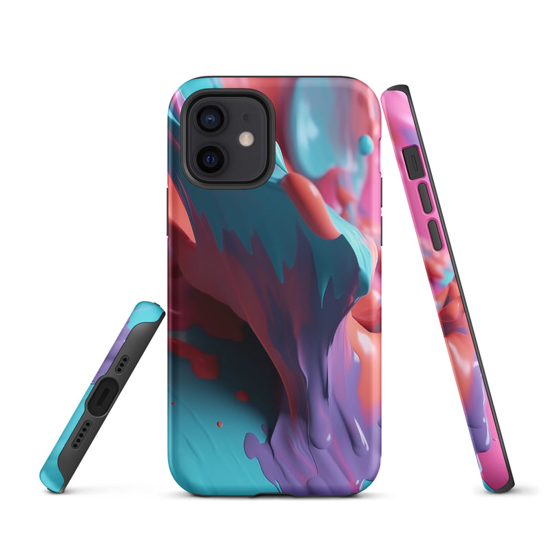 Load image into Gallery viewer, Light Blue Violet Liquid Paint iPhone Case Hardshell 3D Wrap Thermal CREATIVETECH