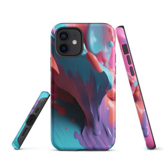 Light Blue Violet Liquid Paint iPhone Case Hardshell 3D Wrap Thermal CREATIVETECH