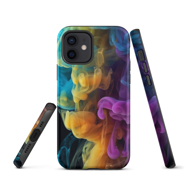 Load image into Gallery viewer, Yellow Purple Blue Smoke iPhone Case Hardshell 3D Wrap Thermal CREATIVETECH
