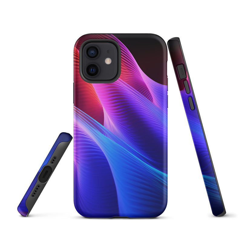 Load image into Gallery viewer, Blue Abstract Sound Waves iPhone Case Hardshell 3D Wrap Thermal CREATIVETECH