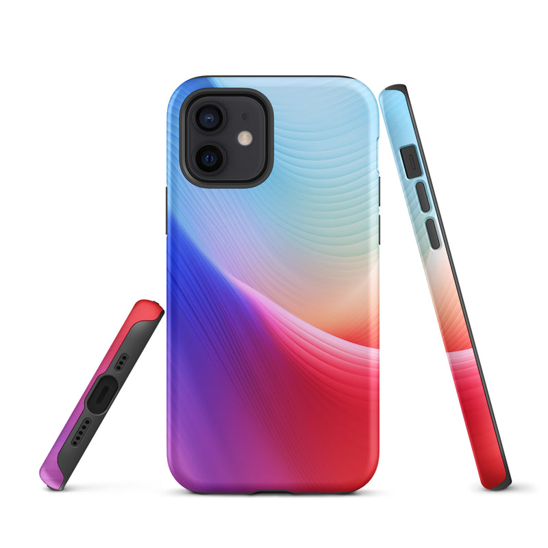 Load image into Gallery viewer, Red Violet Blue Abstract Waves iPhone Case Hardshell 3D Wrap Thermal CREATIVETECH