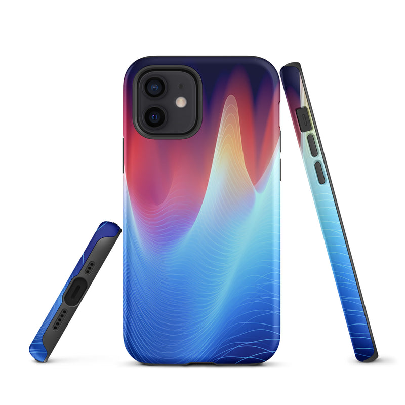 Load image into Gallery viewer, Blue Abstract Sound Waves iPhone Case Hardshell 3D Wrap Thermal CREATIVETECH