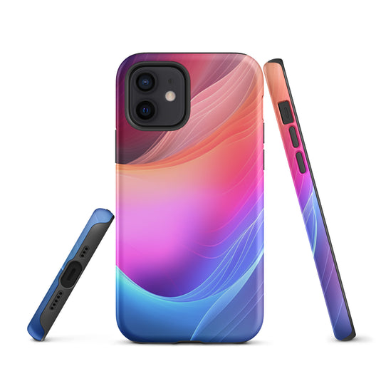 Pink Blue Abstract Waves iPhone Case Hardshell 3D Wrap Thermal CREATIVETECH