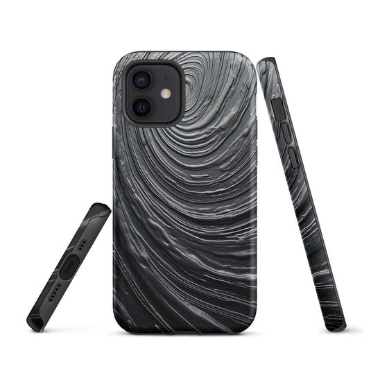 Damascus Steel Metal Swirl Dark Grey iPhone Case Hardshell 3D Wrap Thermal CREATIVETECH