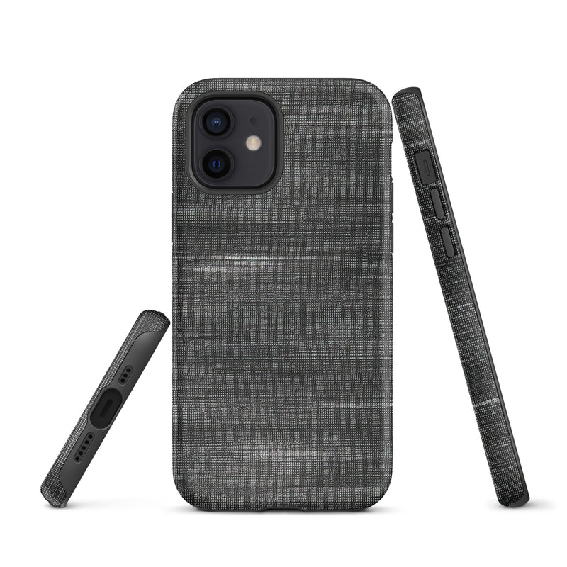 Load image into Gallery viewer, Brushed Denim Black Grey iPhone Case Hardshell 3D Wrap Thermal CREATIVETECH
