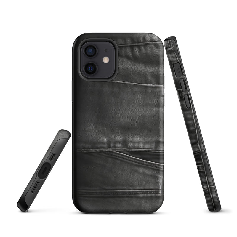 Load image into Gallery viewer, Dark Grey Denim Pocket iPhone Case Hardshell 3D Wrap Thermal CREATIVETECH