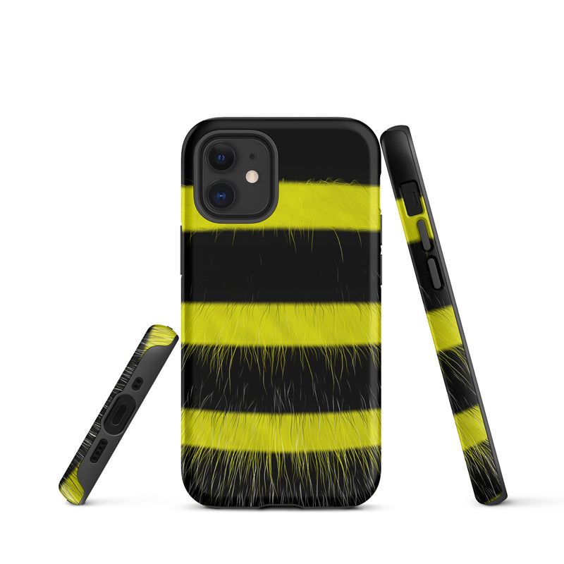 Load image into Gallery viewer, Fluffy Bee Yellow Black iPhone Case Hardshell 3D Wrap Thermal CREATIVETECH