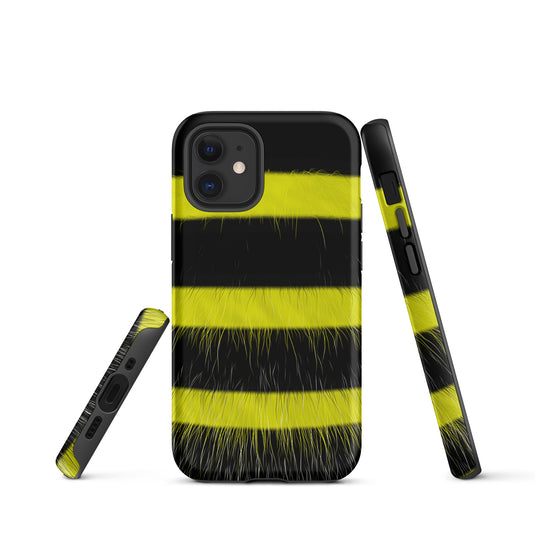 Fluffy Bee Yellow Black iPhone Case Hardshell 3D Wrap Thermal CREATIVETECH