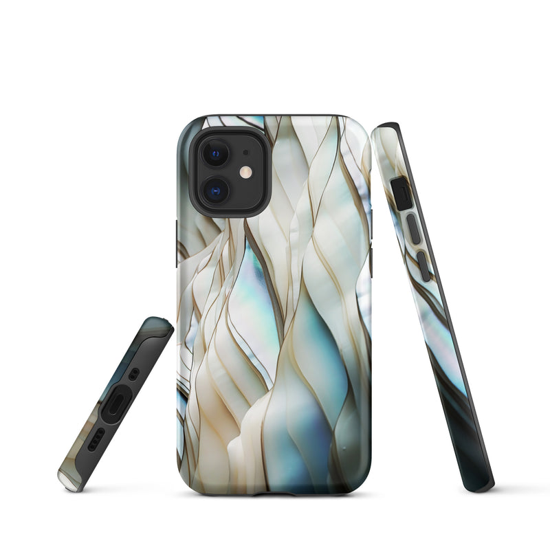 Load image into Gallery viewer, Cream Blue White Pearl iPhone Case Hardshell 3D Wrap Thermal CREATIVETECH
