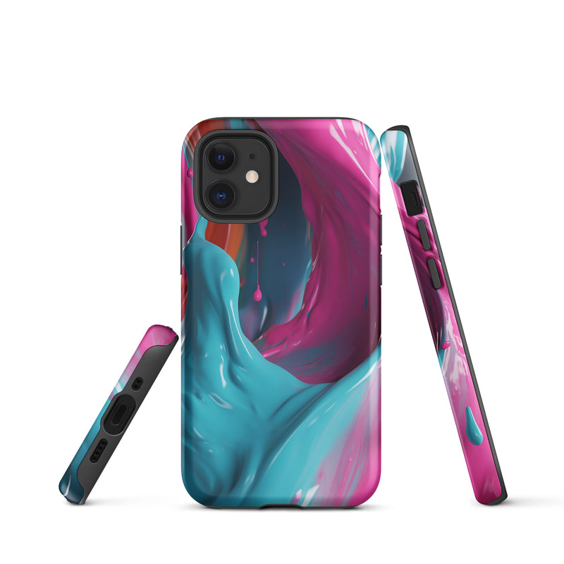 Load image into Gallery viewer, Pink Blue Paint iPhone Case Hardshell 3D Wrap Thermal CREATIVETECH