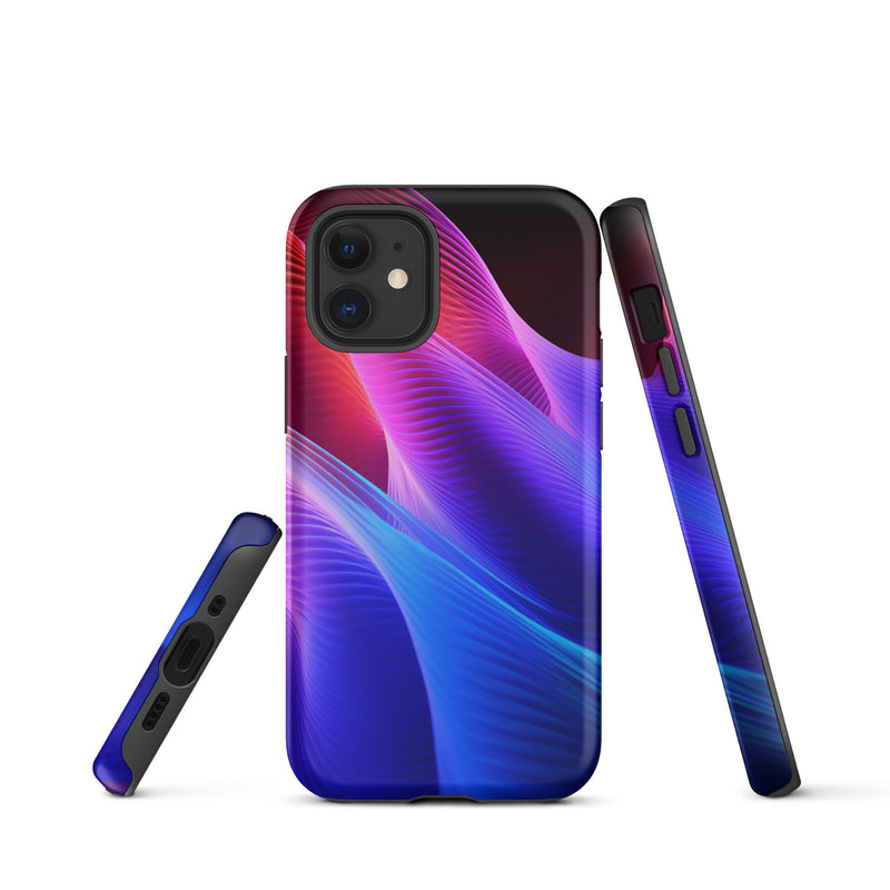 Load image into Gallery viewer, Blue Abstract Sound Waves iPhone Case Hardshell 3D Wrap Thermal CREATIVETECH