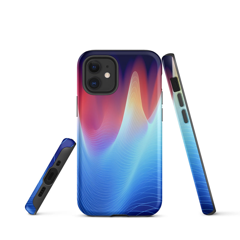 Load image into Gallery viewer, Blue Abstract Sound Waves iPhone Case Hardshell 3D Wrap Thermal CREATIVETECH