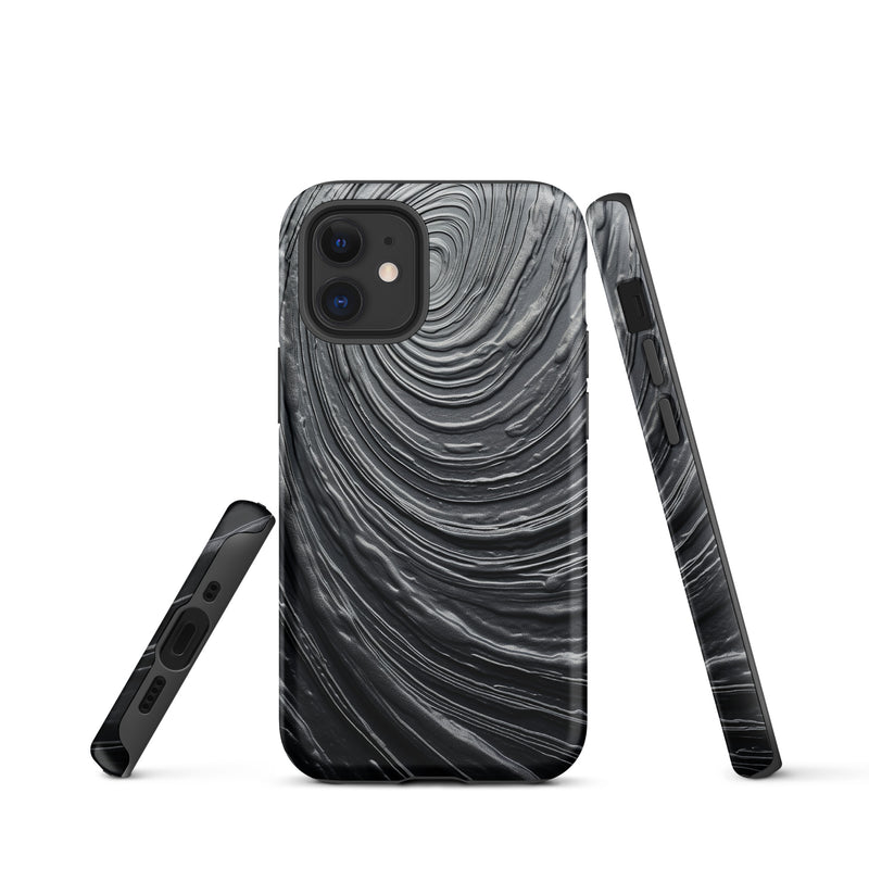 Load image into Gallery viewer, Damascus Steel Metal Swirl Dark Grey iPhone Case Hardshell 3D Wrap Thermal CREATIVETECH
