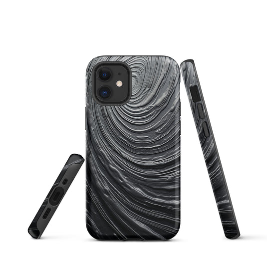 Damascus Steel Metal Swirl Dark Grey iPhone Case Hardshell 3D Wrap Thermal CREATIVETECH