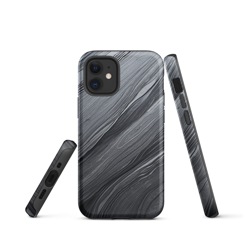 Load image into Gallery viewer, Damascus Steel iPhone Case Hardshell 3D Wrap Thermal Dark Grey Metal CREATIVETECH