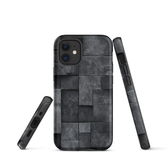 Dark Grey Stone Cubes iPhone Case Hardshell 3D Wrap Thermal CREATIVETECH
