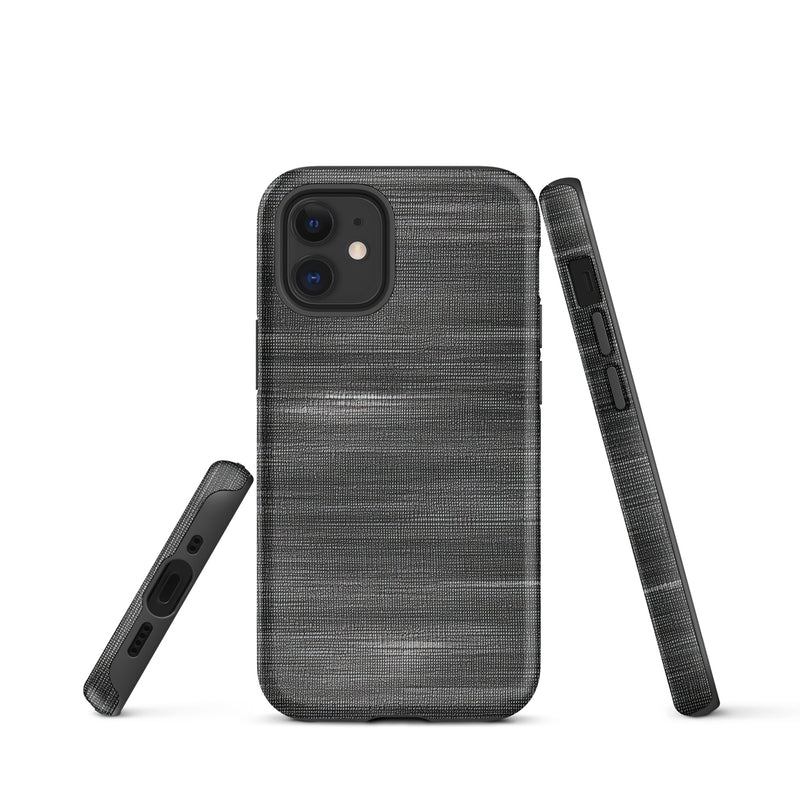 Load image into Gallery viewer, Brushed Denim Black Grey iPhone Case Hardshell 3D Wrap Thermal CREATIVETECH
