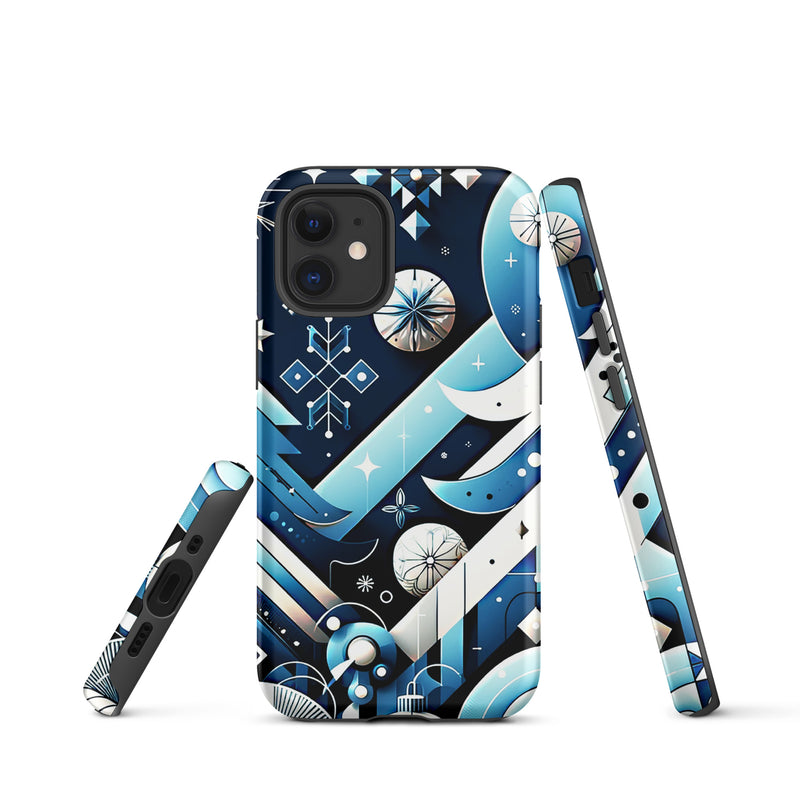 Load image into Gallery viewer, Christmas Vibe Aesthetic Blue White iPhone Case Hardshell 3D Wrap Thermal Double Layer CREATIVETECH
