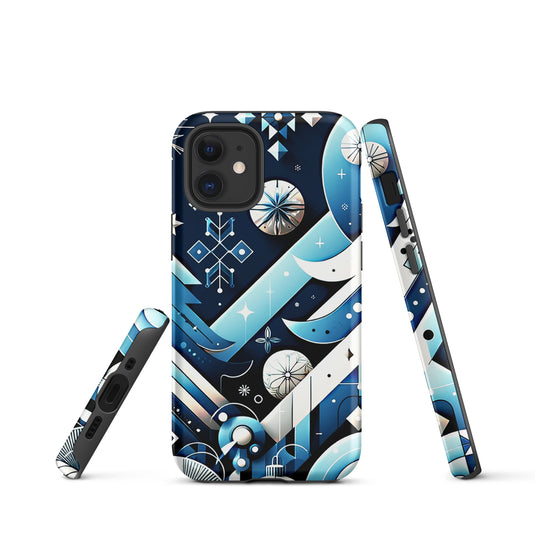 Christmas Vibe Aesthetic Blue White iPhone Case Hardshell 3D Wrap Thermal Double Layer CREATIVETECH