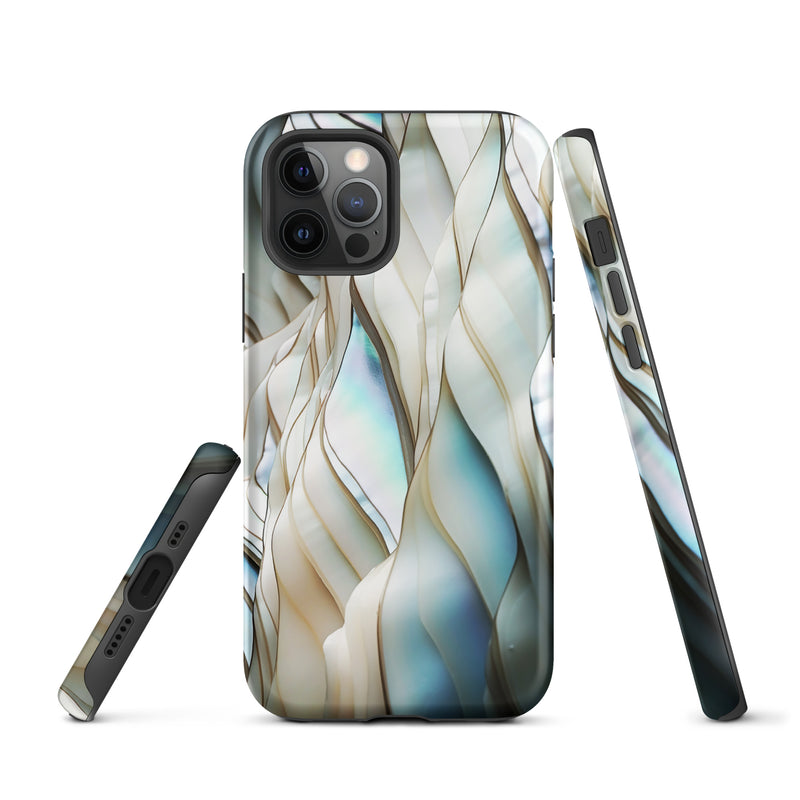 Load image into Gallery viewer, Cream Blue White Pearl iPhone Case Hardshell 3D Wrap Thermal CREATIVETECH