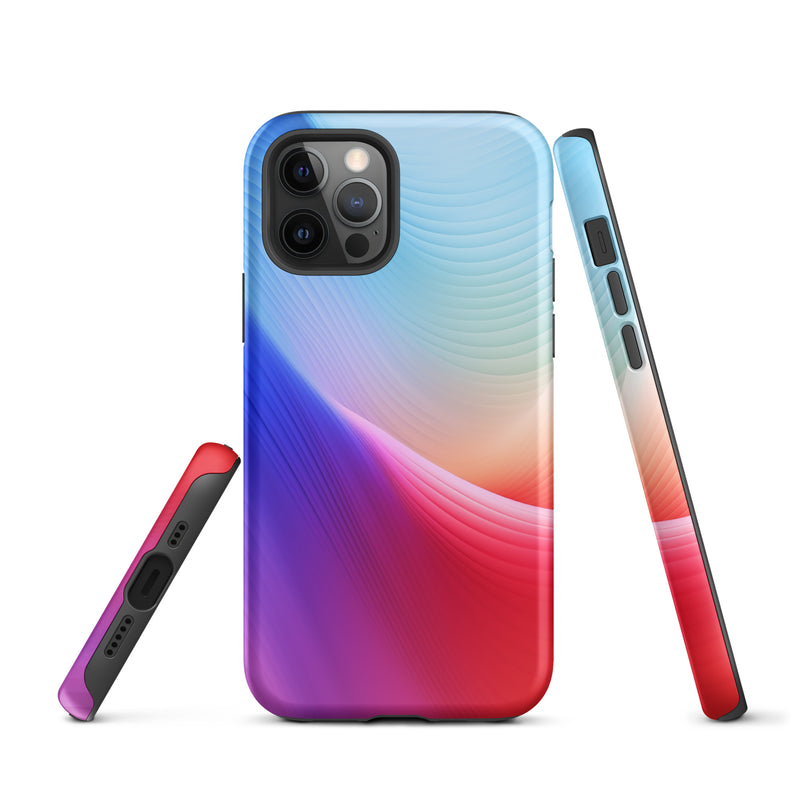 Load image into Gallery viewer, Red Violet Blue Abstract Waves iPhone Case Hardshell 3D Wrap Thermal CREATIVETECH