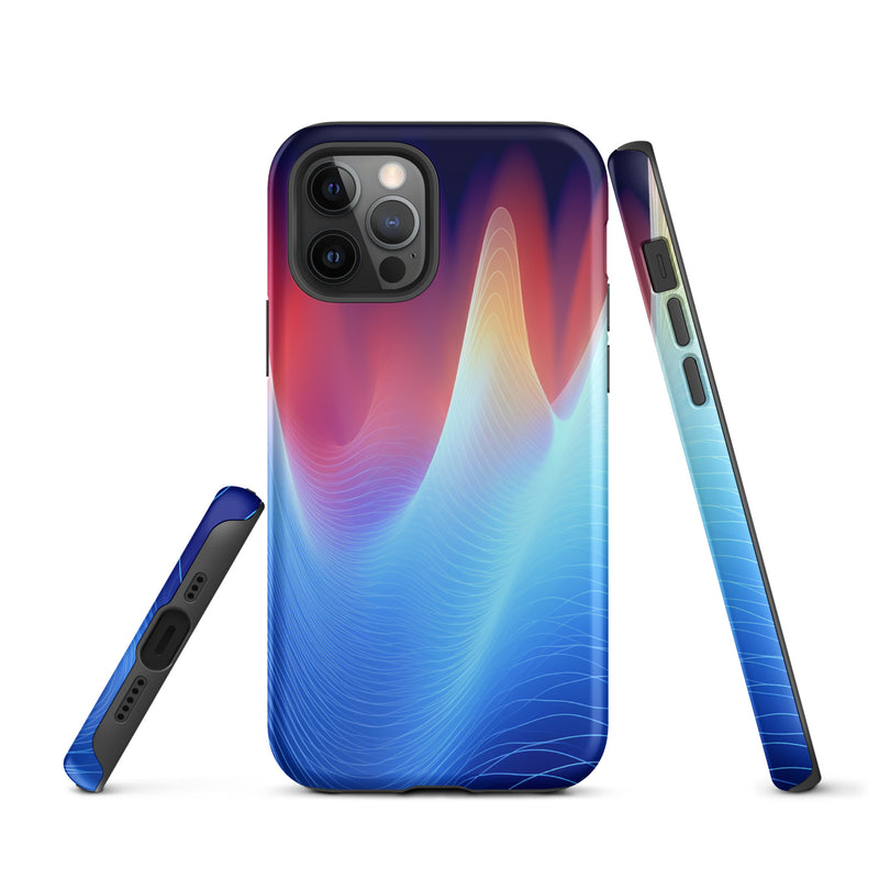 Load image into Gallery viewer, Blue Abstract Sound Waves iPhone Case Hardshell 3D Wrap Thermal CREATIVETECH