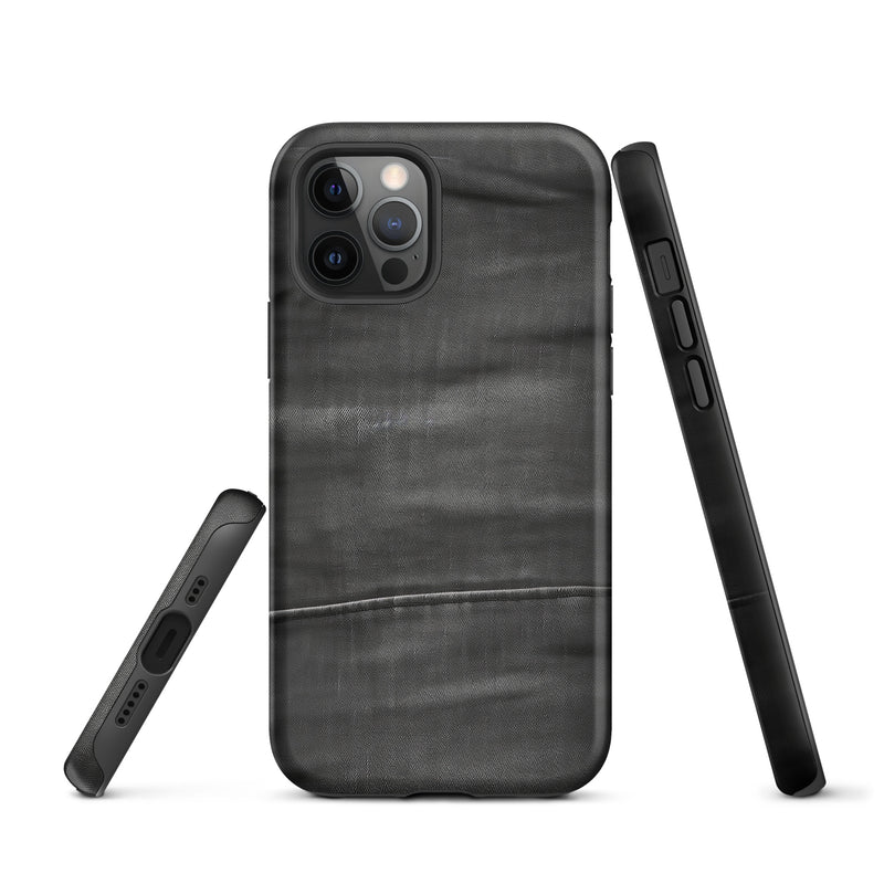 Load image into Gallery viewer, Dark Grey Denim Cloth iPhone Case Hardshell 3D Wrap Thermal CREATIVETECH