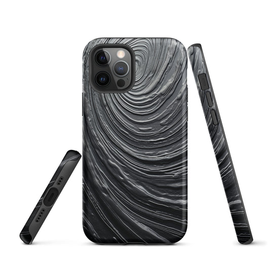 Damascus Steel Metal Swirl Dark Grey iPhone Case Hardshell 3D Wrap Thermal CREATIVETECH