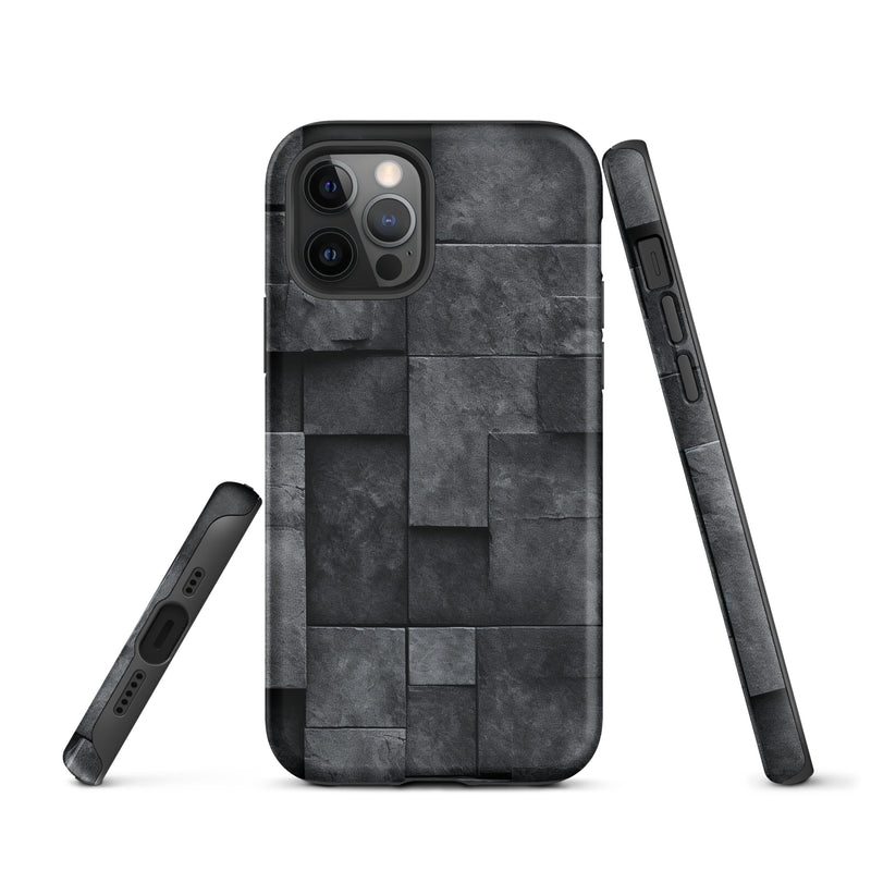 Load image into Gallery viewer, Dark Grey Stone Cubes iPhone Case Hardshell 3D Wrap Thermal CREATIVETECH