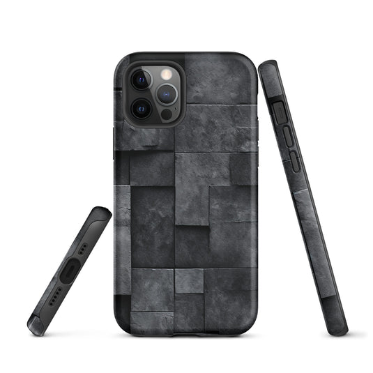 Dark Grey Stone Cubes iPhone Case Hardshell 3D Wrap Thermal CREATIVETECH