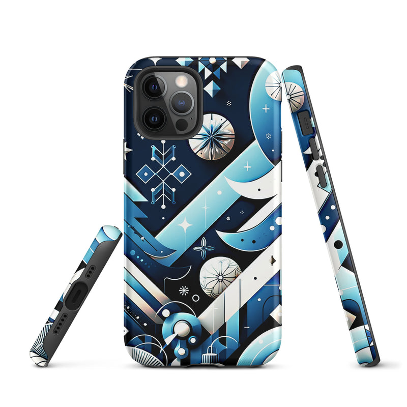 Load image into Gallery viewer, Christmas Vibe Aesthetic Blue White iPhone Case Hardshell 3D Wrap Thermal Double Layer CREATIVETECH
