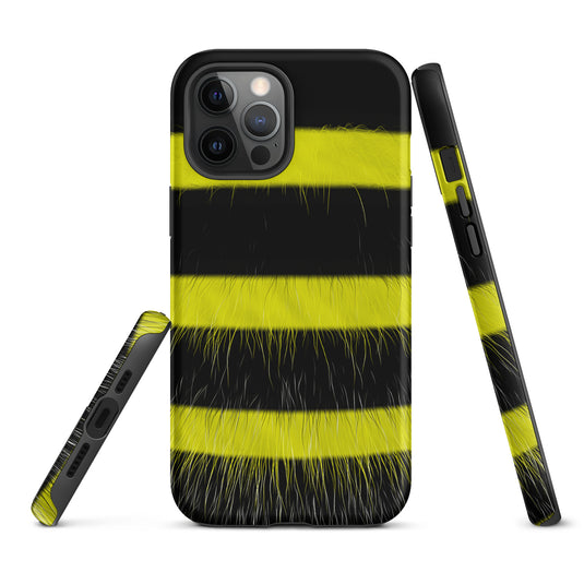 Fluffy Bee Yellow Black iPhone Case Hardshell 3D Wrap Thermal CREATIVETECH