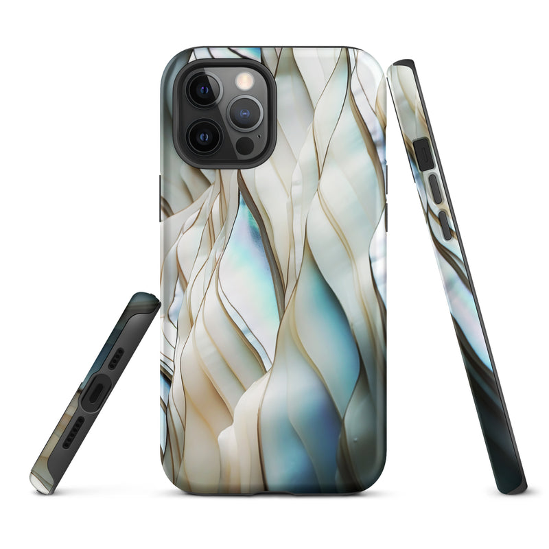 Load image into Gallery viewer, Cream Blue White Pearl iPhone Case Hardshell 3D Wrap Thermal CREATIVETECH