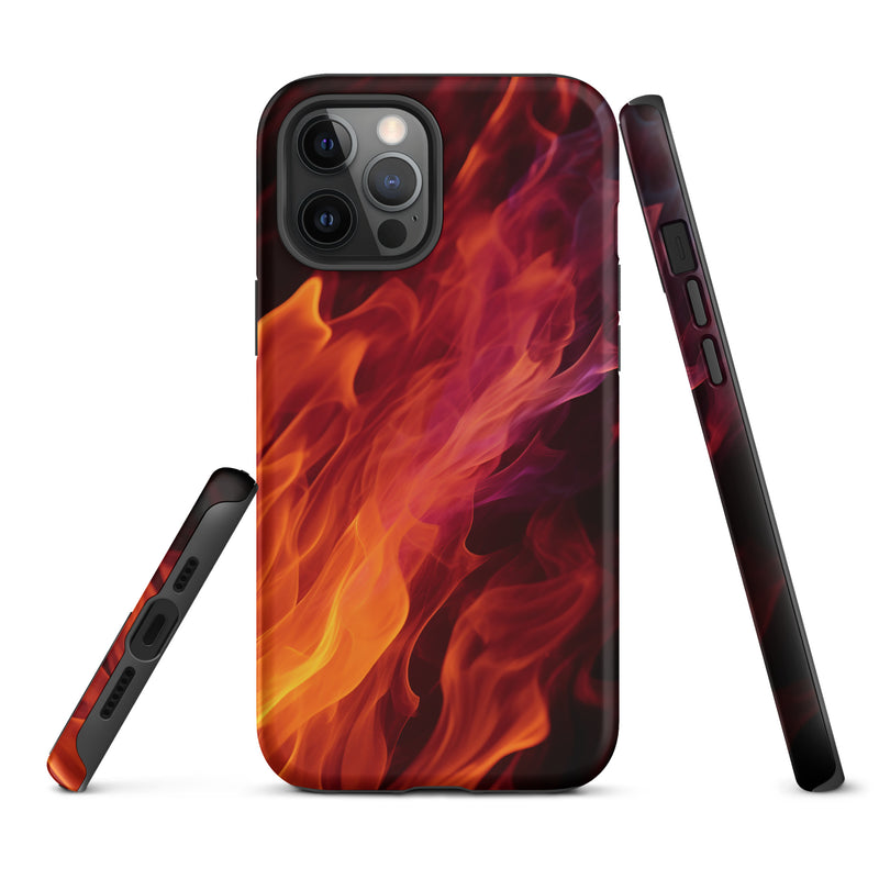 Load image into Gallery viewer, Black Yellow Fire iPhone Case Hardshell 3D Wrap Thermal CREATIVETECH