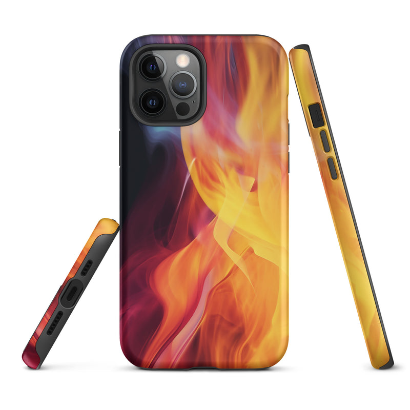 Load image into Gallery viewer, Orange Yellow Fire iPhone Case Hardshell 3D Wrap Thermal CREATIVETECH
