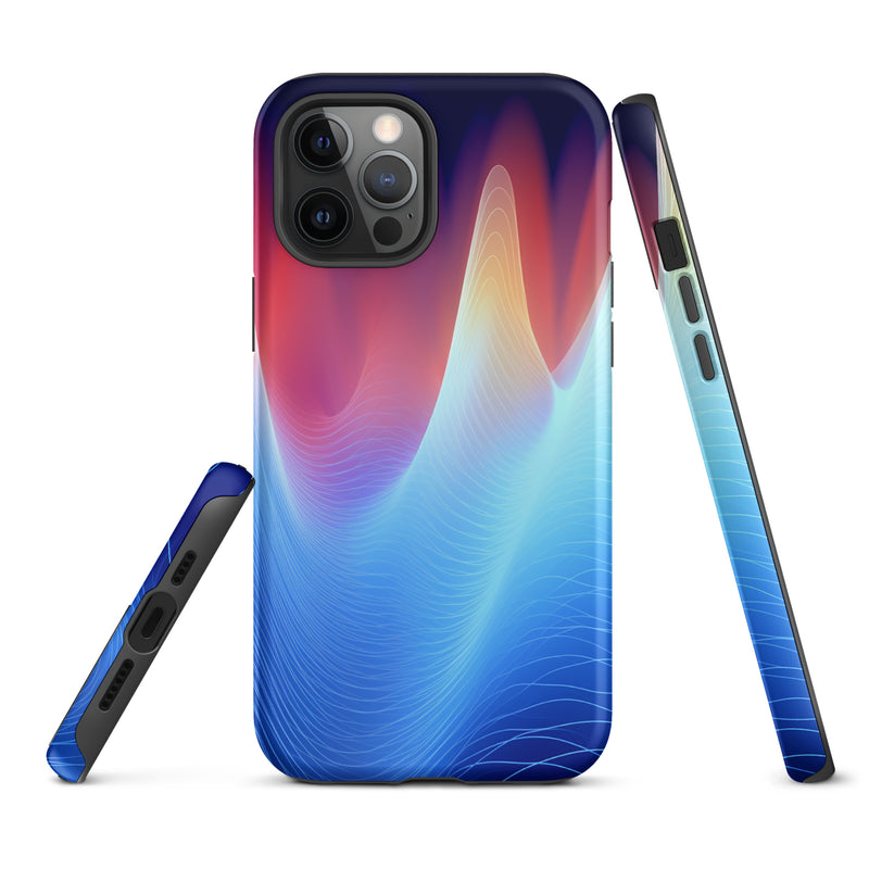 Load image into Gallery viewer, Blue Abstract Sound Waves iPhone Case Hardshell 3D Wrap Thermal CREATIVETECH