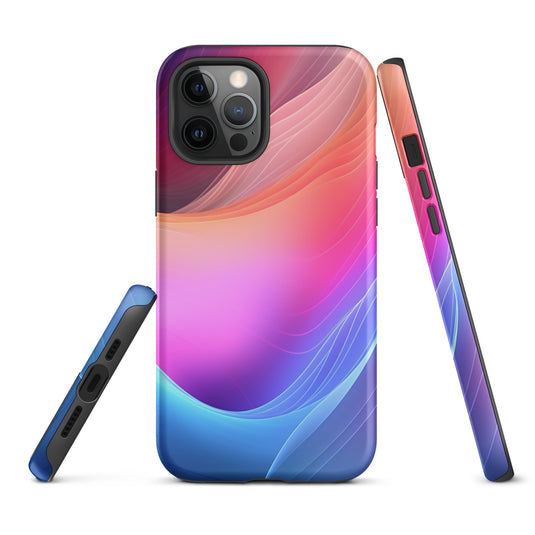 Pink Blue Abstract Waves iPhone Case Hardshell 3D Wrap Thermal CREATIVETECH