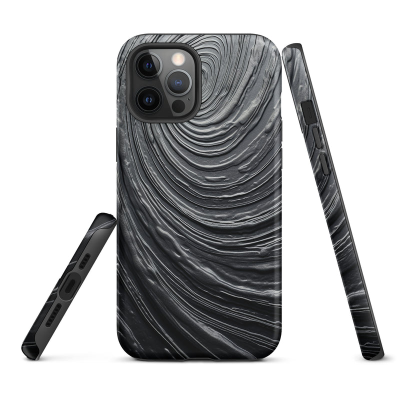 Load image into Gallery viewer, Damascus Steel Metal Swirl Dark Grey iPhone Case Hardshell 3D Wrap Thermal CREATIVETECH