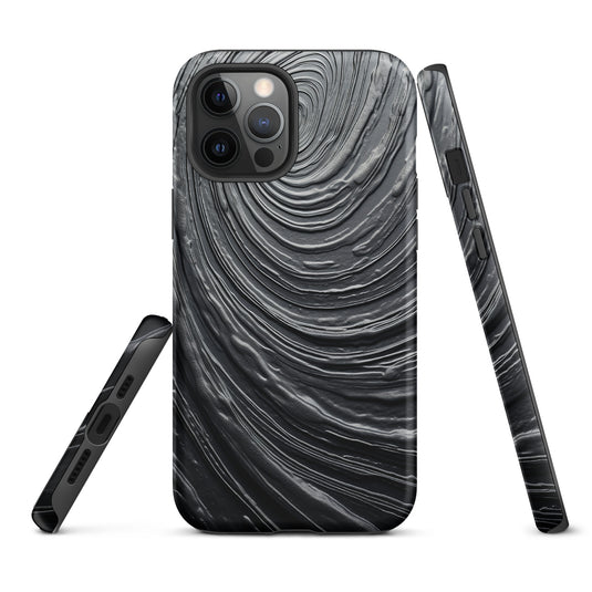 Damascus Steel Metal Swirl Dark Grey iPhone Case Hardshell 3D Wrap Thermal CREATIVETECH