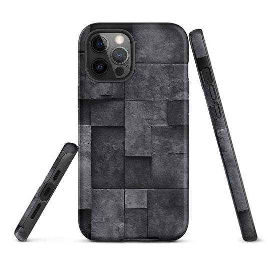 Dark Grey Stone Cubes iPhone Case Hardshell 3D Wrap Thermal CREATIVETECH