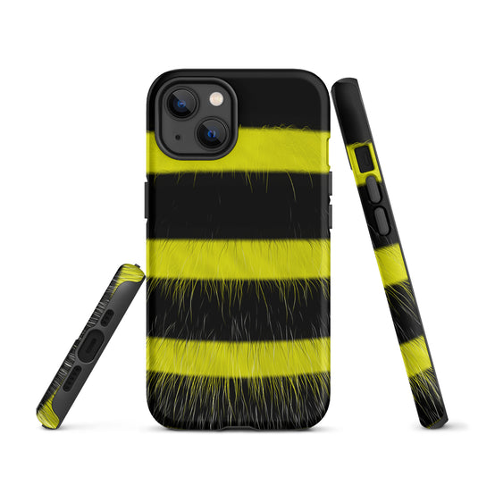 Fluffy Bee Yellow Black iPhone Case Hardshell 3D Wrap Thermal CREATIVETECH