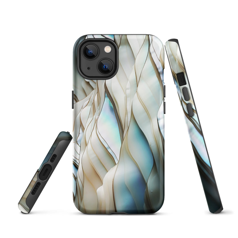 Load image into Gallery viewer, Cream Blue White Pearl iPhone Case Hardshell 3D Wrap Thermal CREATIVETECH