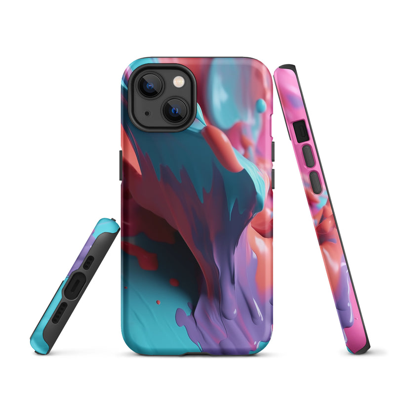 Load image into Gallery viewer, Light Blue Violet Liquid Paint iPhone Case Hardshell 3D Wrap Thermal CREATIVETECH