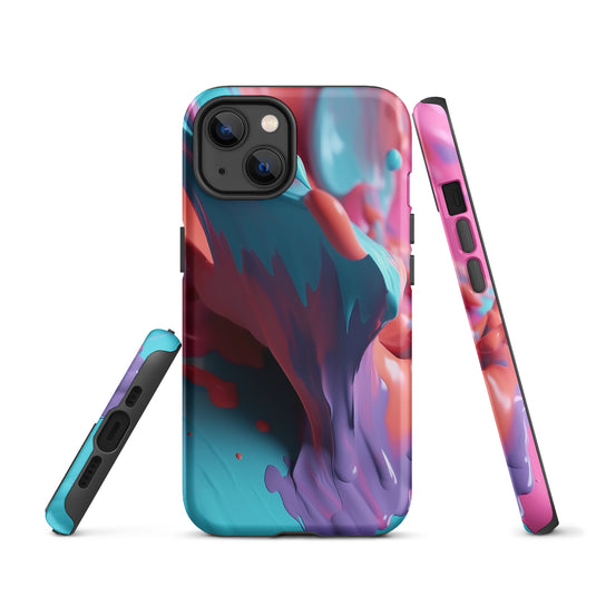 Light Blue Violet Liquid Paint iPhone Case Hardshell 3D Wrap Thermal CREATIVETECH