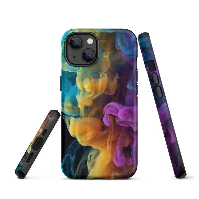 Load image into Gallery viewer, Yellow Purple Blue Smoke iPhone Case Hardshell 3D Wrap Thermal CREATIVETECH
