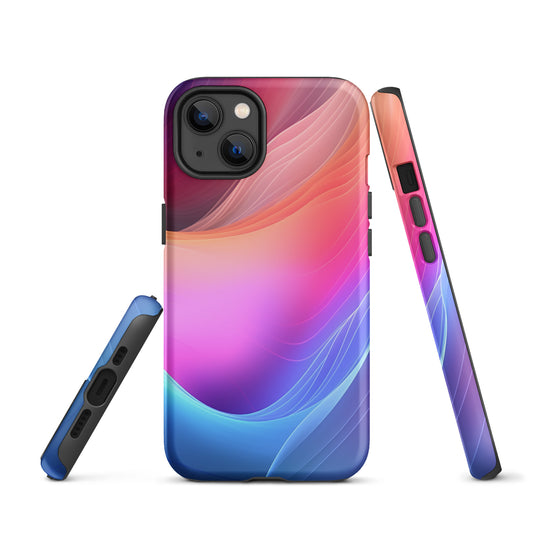 Pink Blue Abstract Waves iPhone Case Hardshell 3D Wrap Thermal CREATIVETECH