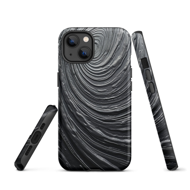 Load image into Gallery viewer, Damascus Steel Metal Swirl Dark Grey iPhone Case Hardshell 3D Wrap Thermal CREATIVETECH