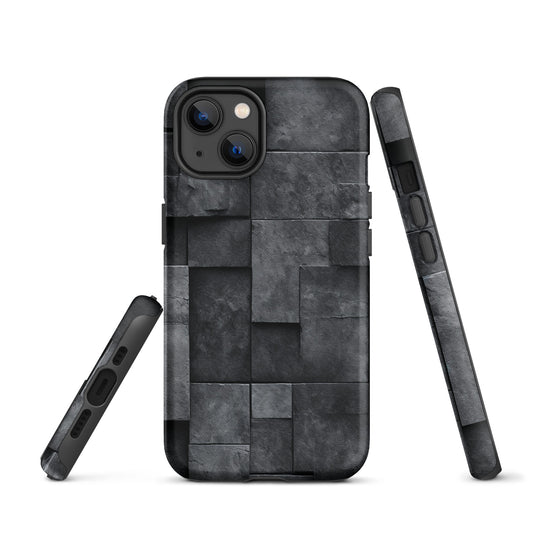 Dark Grey Stone Cubes iPhone Case Hardshell 3D Wrap Thermal CREATIVETECH