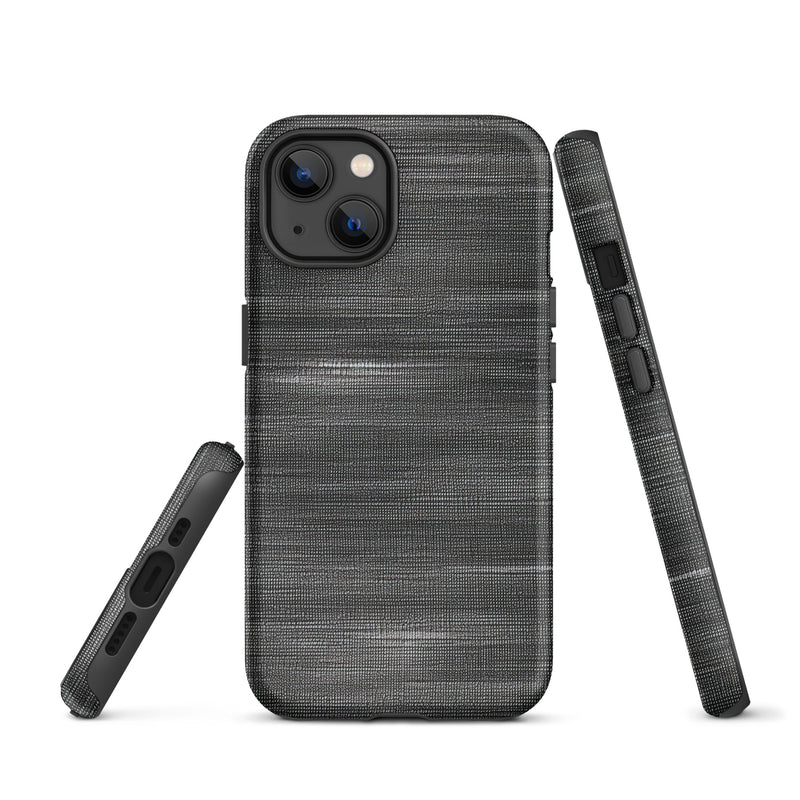 Load image into Gallery viewer, Brushed Denim Black Grey iPhone Case Hardshell 3D Wrap Thermal CREATIVETECH
